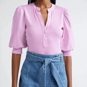 VERONICA BEARD Women’s XL Coralee Puff Shoulder Rib Stretch Poplin Top Orchid